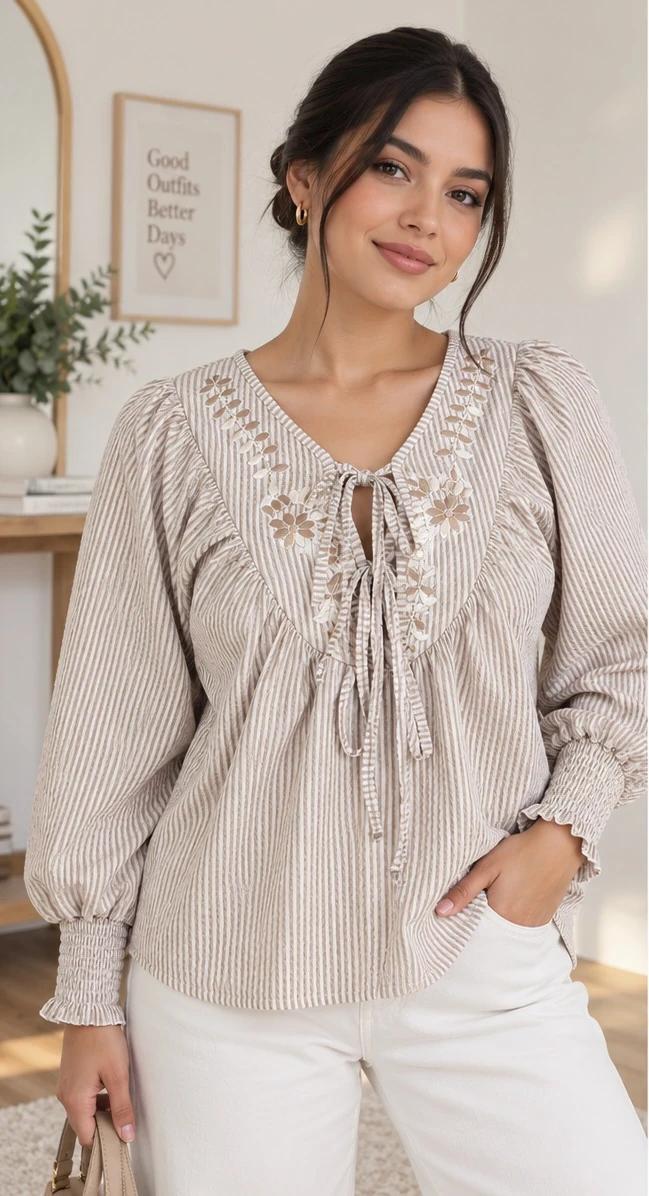 Blusa Ariana Bordada - Imagen 3