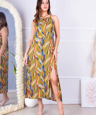 Vestido Bahía - Hojas de Oliva