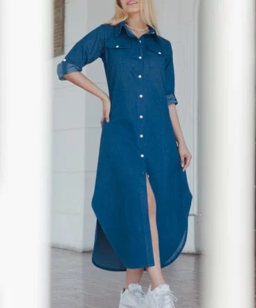 Vestido Largo Denim Color Entero