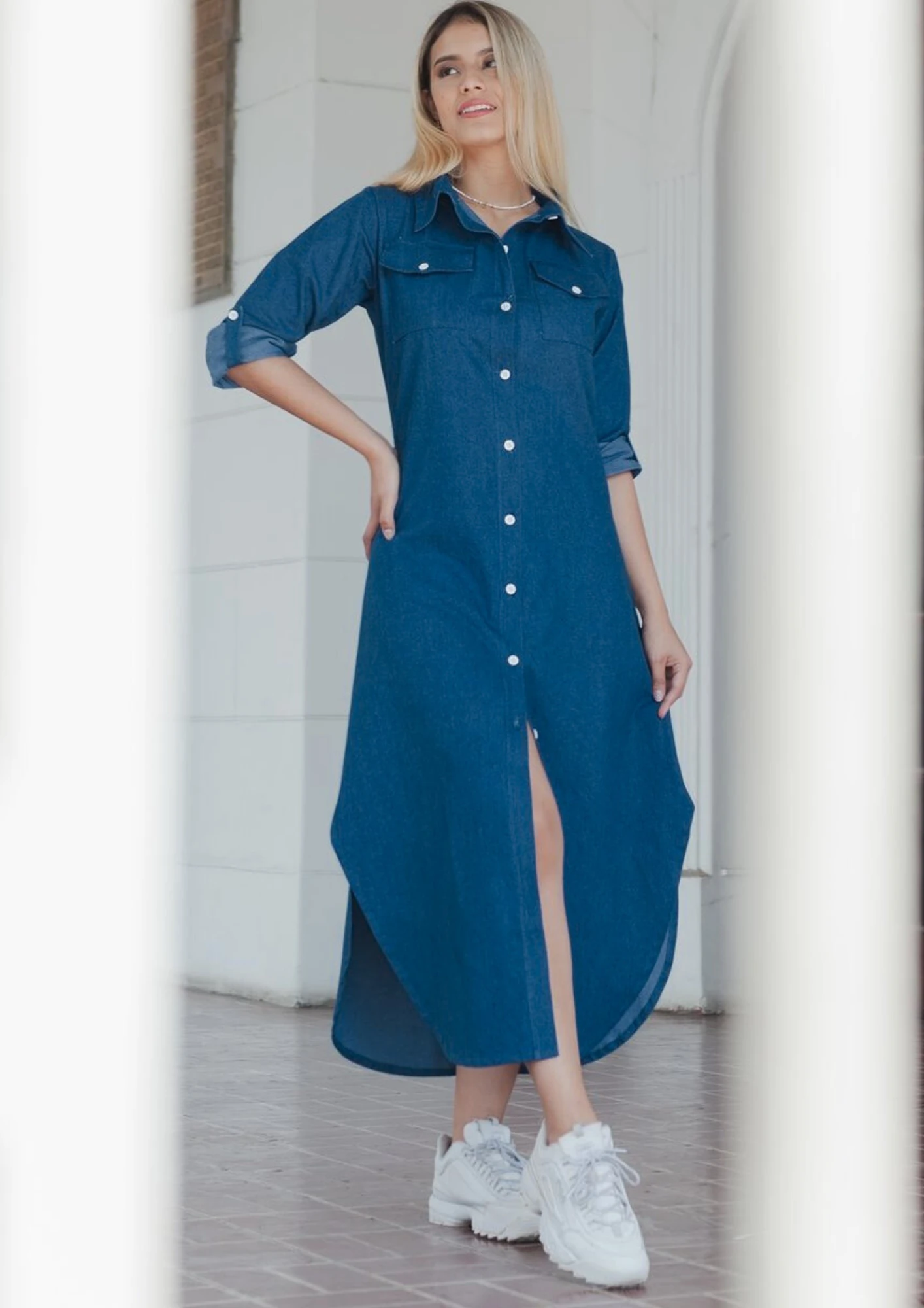 Vestido Largo Denim Color Entero
